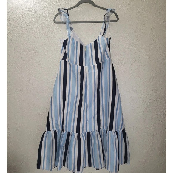 NWT Draper James Sz 10 Blue & White Stripe Midi Dress Sleeveless Modern Classic - Picture 7 of 14